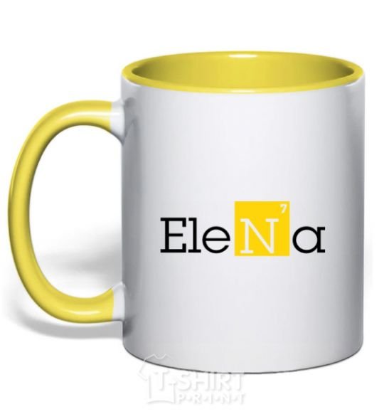 Mug with a colored handle Elena yellow фото