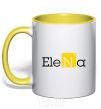 Mug with a colored handle Elena yellow фото