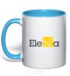 Mug with a colored handle Elena sky-blue фото