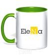 Mug with a colored handle Elena kelly-green фото