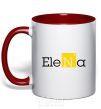 Mug with a colored handle Elena red фото