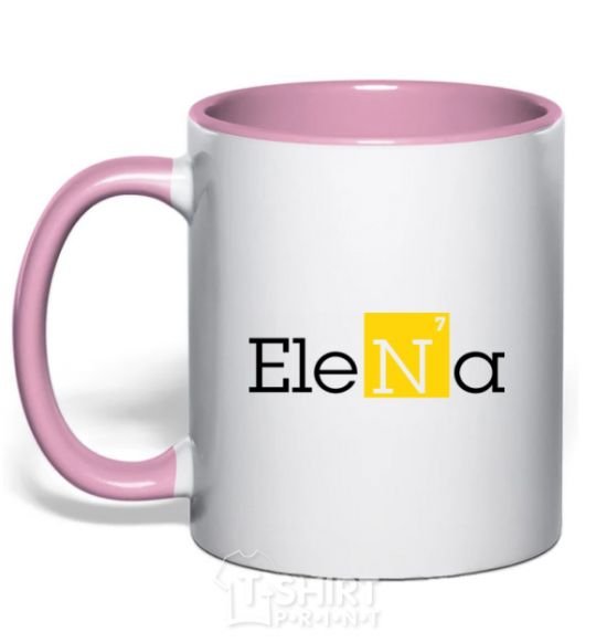 Mug with a colored handle Elena light-pink фото
