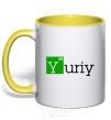 Mug with a colored handle Yuriy yellow фото