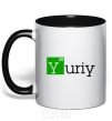 Mug with a colored handle Yuriy black фото