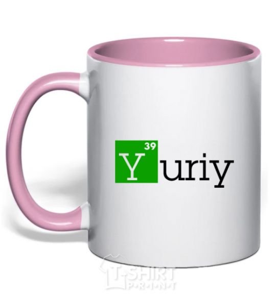 Mug with a colored handle Yuriy light-pink фото