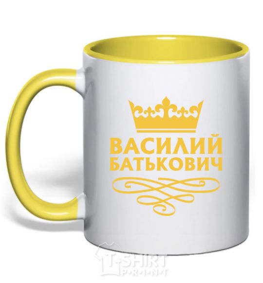 Mug with a colored handle Vasyl Batkovych yellow фото