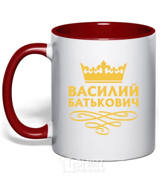 Mug with a colored handle Vasyl Batkovych red фото