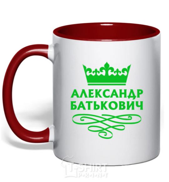 Mug with a colored handle Alexander Batkovich red фото