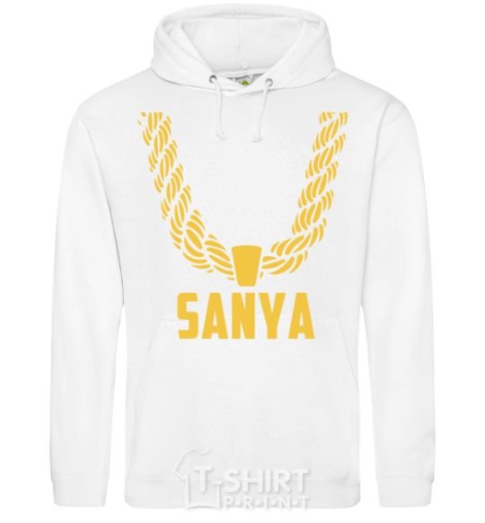 Men`s hoodie Sanya gold chain White фото