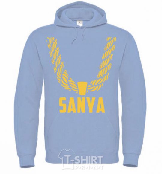 Men`s hoodie Sanya gold chain sky-blue фото