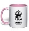 Mug with a colored handle Keep calm and let Alise handle it light-pink фото