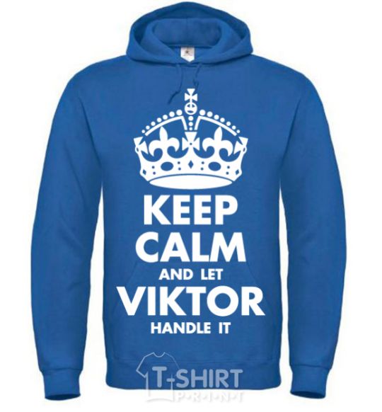 Мужская толстовка (худи) Keep calm and let Viktor handle it Сине-зеленый фото