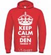 Men`s hoodie Keep calm and let Den handle it bright-red фото