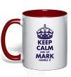 Mug with a colored handle Keep calm and let Mark handle it red фото