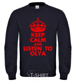 Sweatshirt Keep calm and listen to Olya black фото