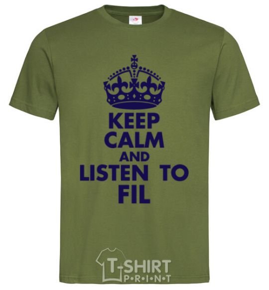 Men's T-Shirt Keep calm and listen to Fil millennial-khaki фото