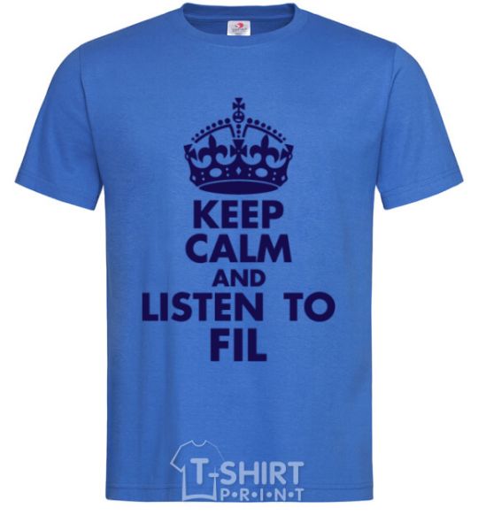 Мужская футболка Keep calm and listen to Fil Ярко-синий фото