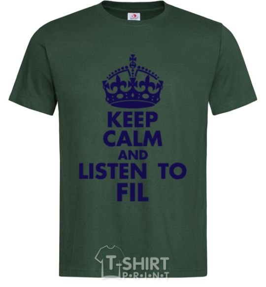 Men's T-Shirt Keep calm and listen to Fil bottle-green фото