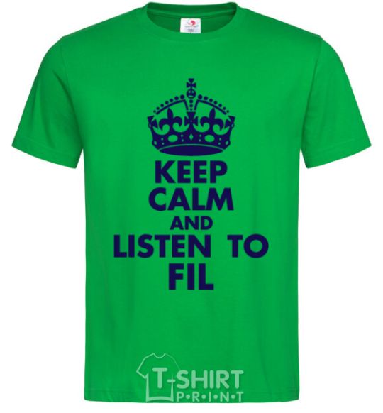 Мужская футболка Keep calm and listen to Fil Зеленый фото