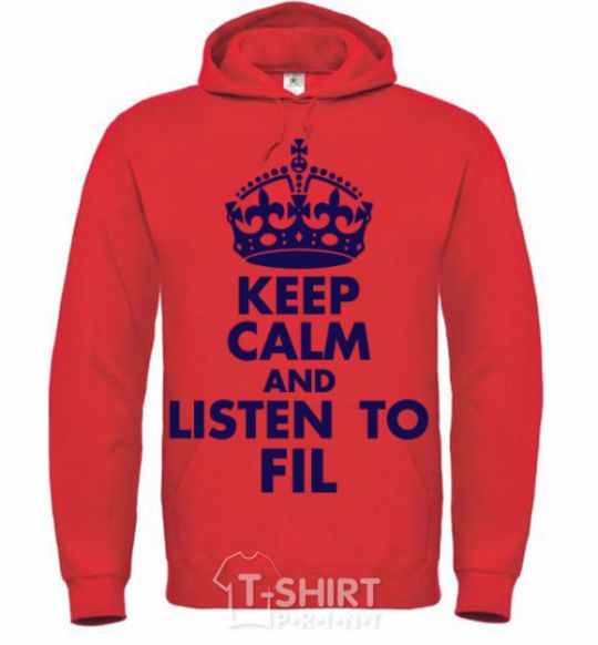 Men`s hoodie Keep calm and listen to Fil bright-red фото