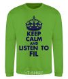 Sweatshirt Keep calm and listen to Fil orchid-green фото