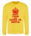 Sweatshirt Keep calm and listen to Sofiya yellow фото