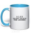 Mug with a colored handle Alex the man the myth the legend sky-blue фото