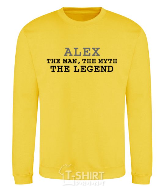 Sweatshirt Alex the man the myth the legend yellow фото