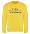 Sweatshirt Alex the man the myth the legend yellow фото