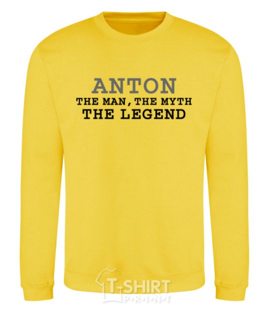 Sweatshirt Anton the man the myth the legend yellow фото
