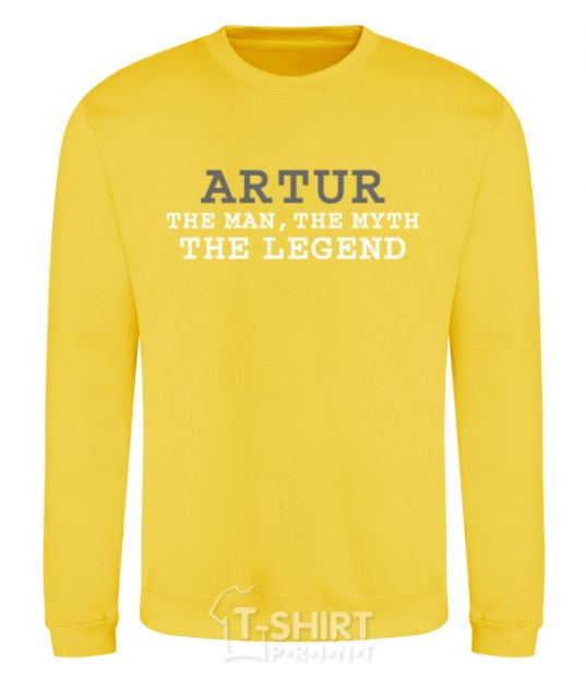 Sweatshirt Artur the man the myth the legend yellow фото