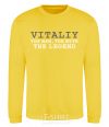 Sweatshirt Vitaliy the man the myth the legend yellow фото