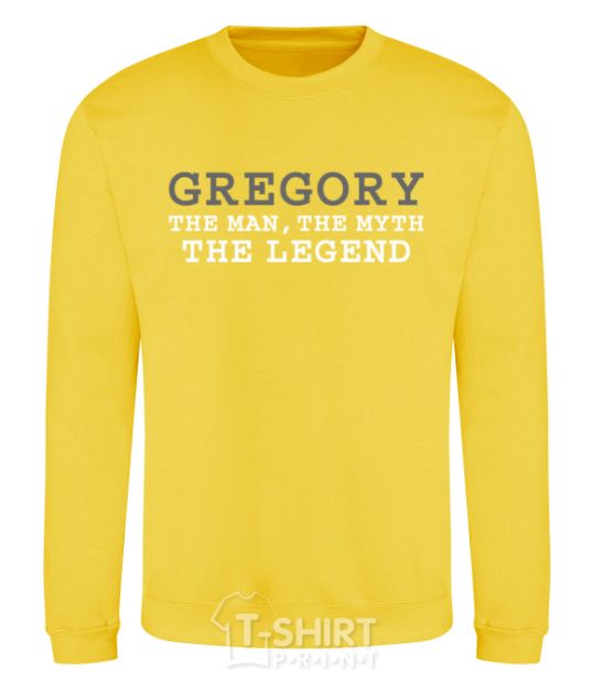 Sweatshirt Gregory the man the myth the legend yellow фото
