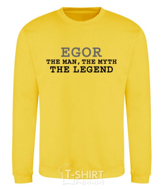 Sweatshirt Egor the man the myth the legend yellow фото