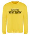 Sweatshirt Egor the man the myth the legend yellow фото