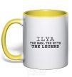 Mug with a colored handle Ilya the man the myth the legend yellow фото
