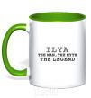Mug with a colored handle Ilya the man the myth the legend kelly-green фото
