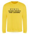 Sweatshirt Kiril the man the myth the legend yellow фото