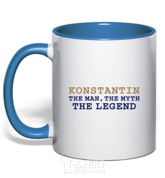 Mug with a colored handle Konstantin the man the myth the legend royal-blue фото