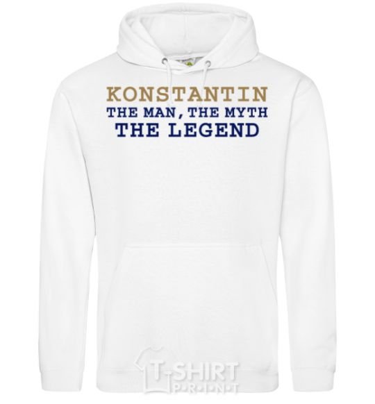 Men`s hoodie Konstantin the man the myth the legend White фото