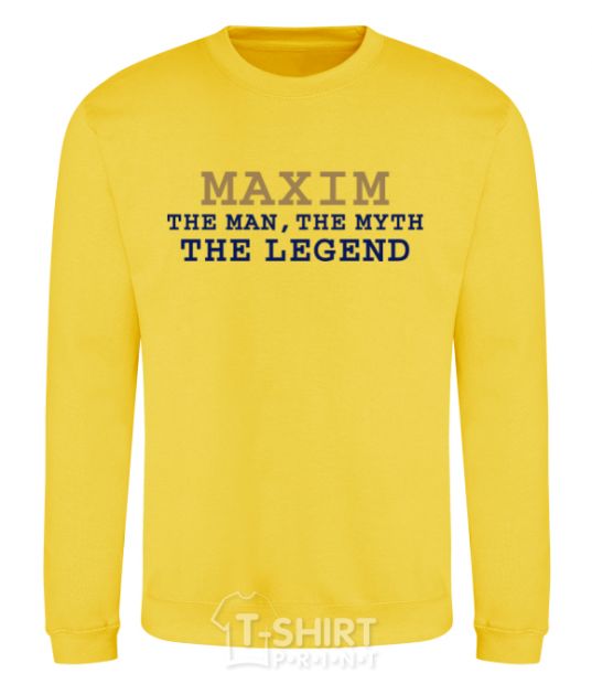 Sweatshirt Maxim the man the myth the legend yellow фото