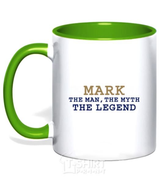 Чашка с цветной ручкой Mark the man the myth the legend Зеленый фото