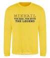 Sweatshirt Mikhail the man the myth the legend yellow фото