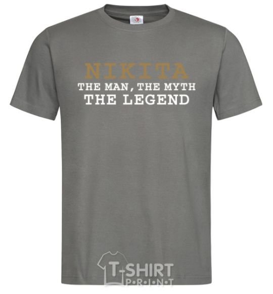 Men's T-Shirt Nikita the man the myth the legend dark-grey фото