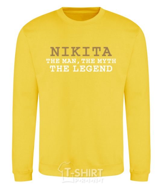 Sweatshirt Nikita the man the myth the legend yellow фото