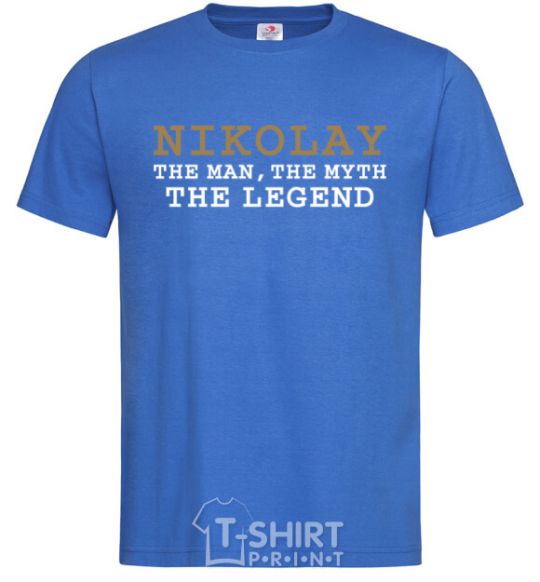 Men's T-Shirt Nikolay the man the myth the legend royal-blue фото