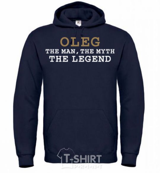 Men`s hoodie Oleg the man the myth the legend navy-blue фото