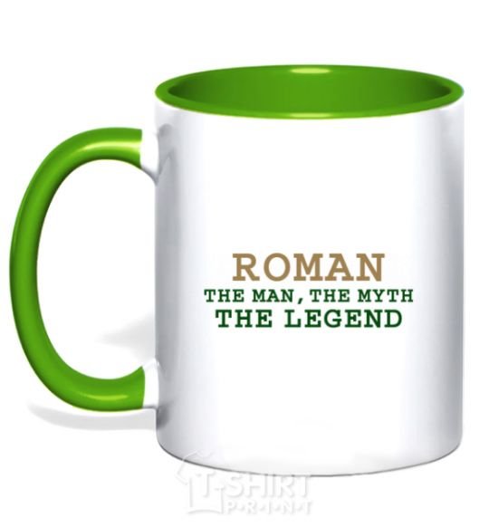 Mug with a colored handle Roman the man the myth the legend kelly-green фото