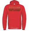 Men`s hoodie Ruslan the man the myth the legend bright-red фото