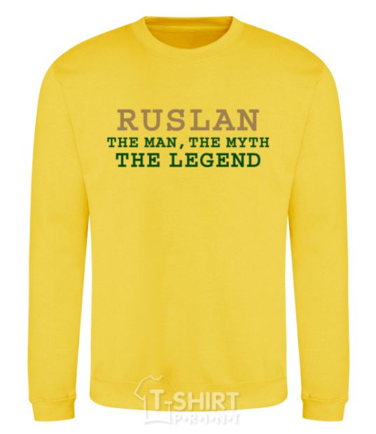Sweatshirt Ruslan the man the myth the legend yellow фото